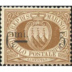 Coat of arms in oval frame, overprinted