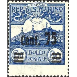 Figure or view of san marino, overprinted