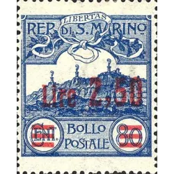 Figure or view of san marino, overprinted