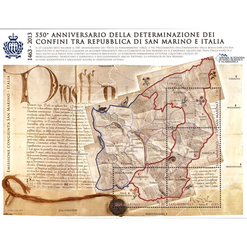 550th anniversary of the determination of the borders between san marino and italia